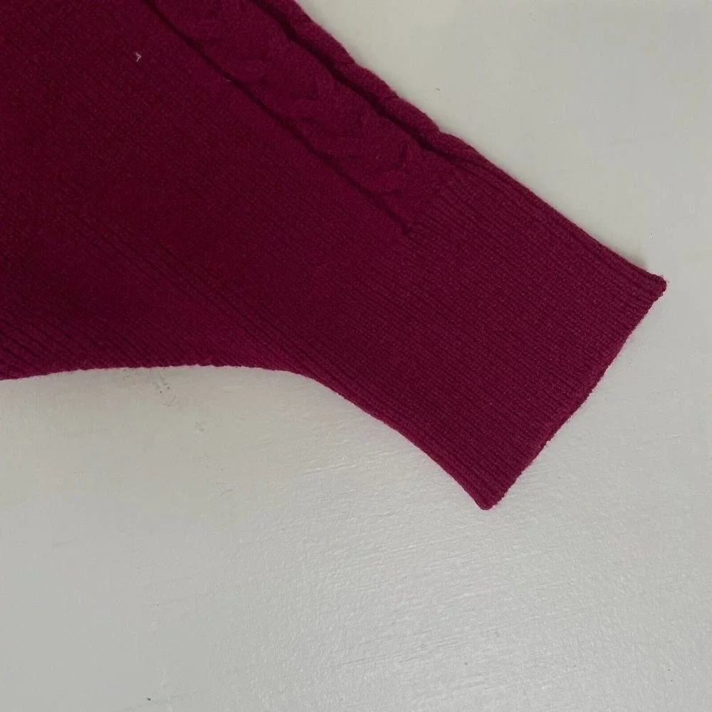 Marc New York Andrew Marc Women's Red Plum Turtleneck Cable Knit Sweater Size L‎